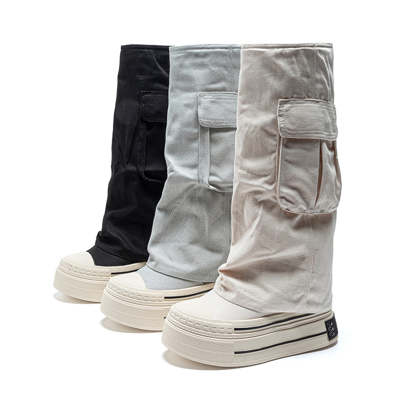 Women'S Fashion Boots 2025 - 12cm Denim Cnvas 2025 Fall Winter