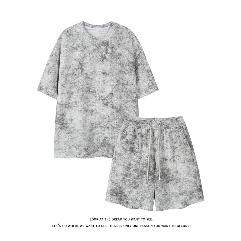 Tie Dye Two Piece - American-style Summer Men Sets tie-dye short-sleeved
