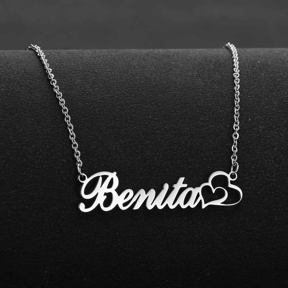 Women Fashion Names - Personalized Double Heart Custom Name Necklace
