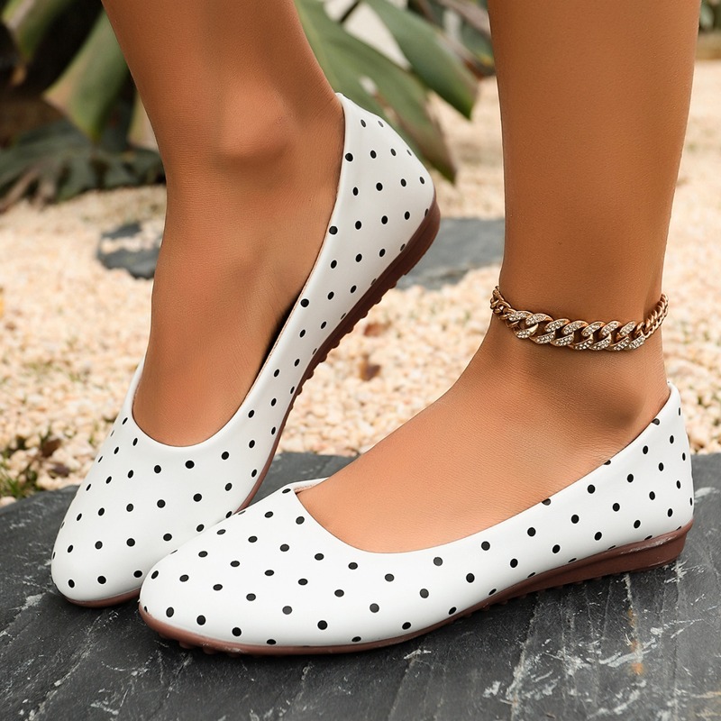 Ladies White Polka Dot Flats R - Women'S Fashion Loafers 评论和价格