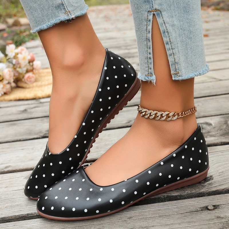 Ladies White Polka Dot Flats R - Women'S Fashion Loafers 评论和价格