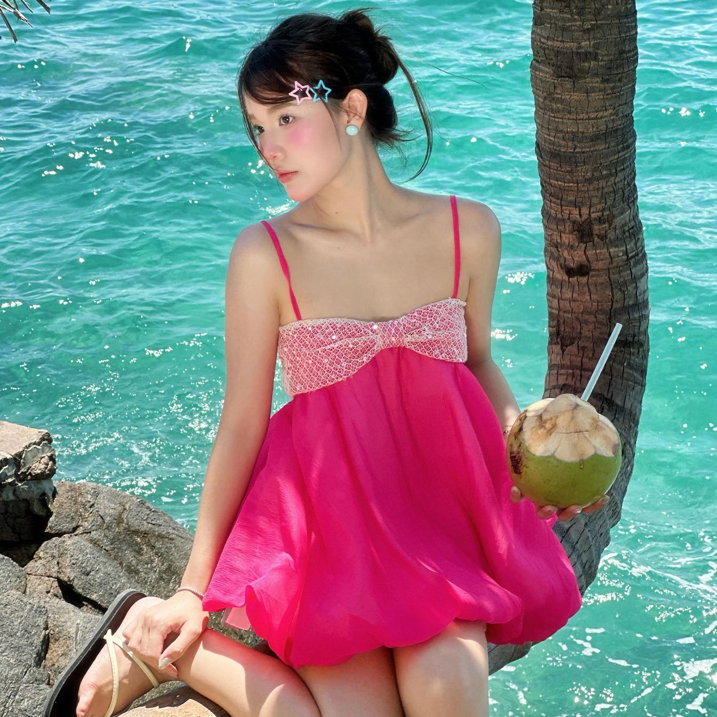 Sweet Shiny Sequin Wrap Chest  - Wrap Blouse Chiffon 评论和价格