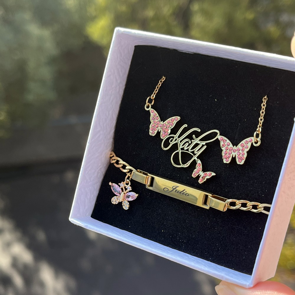 DUOYING Custom Pink Butterfly  - Women Fashion Names 评论和价格