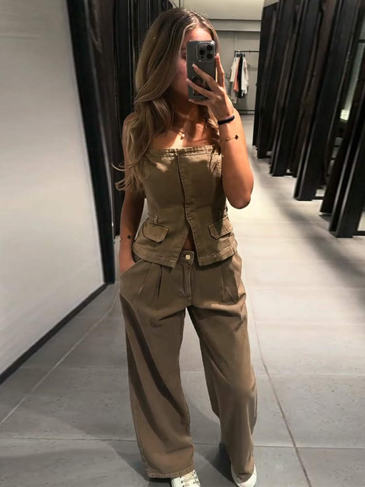 Y2k Women's Chest Wrap Vest Pa - Women Fashion Jeans Top 评论和价格