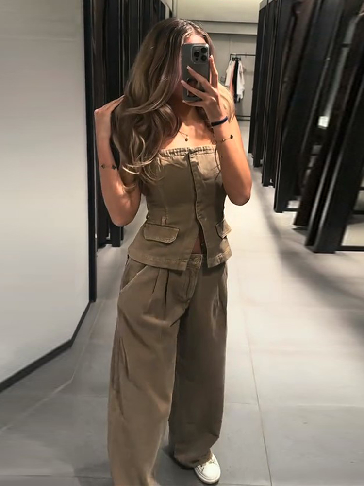 Y2k Women's Chest Wrap Vest Pa - Women Fashion Jeans Top 评论和价格