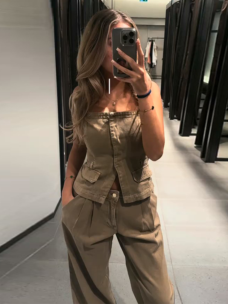 Y2k Women's Chest Wrap Vest Pa - Women Fashion Jeans Top 评论和价格