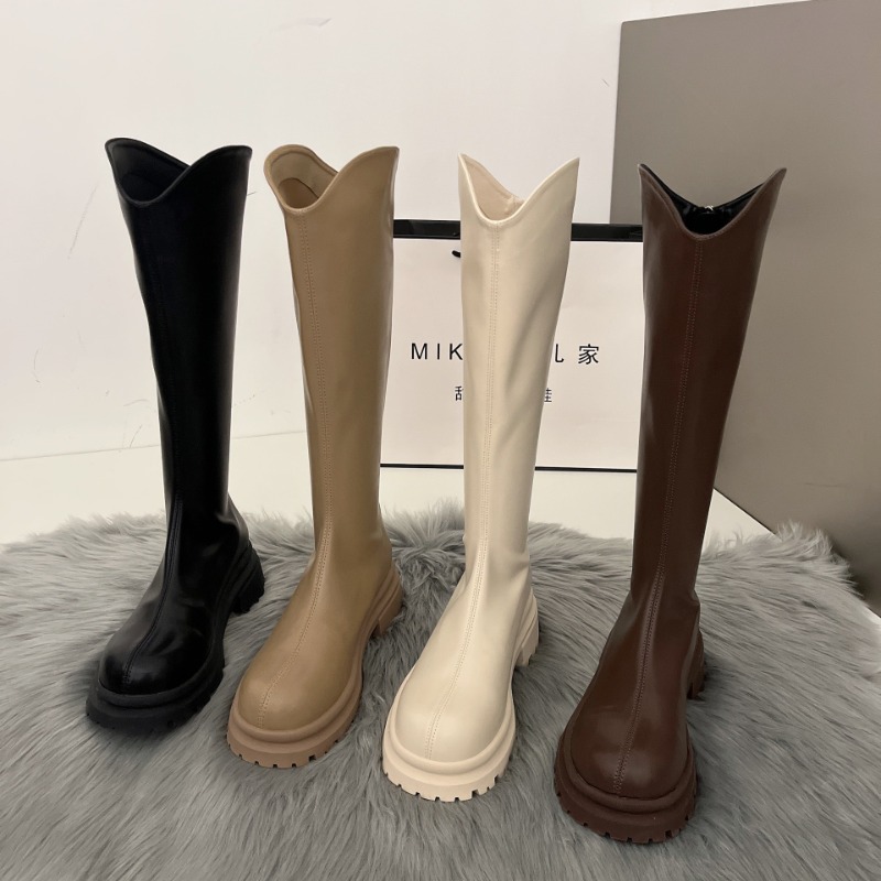 Retro Bare Colored Boots Women - Women'S Fashion Knee High Boots 评论和价格