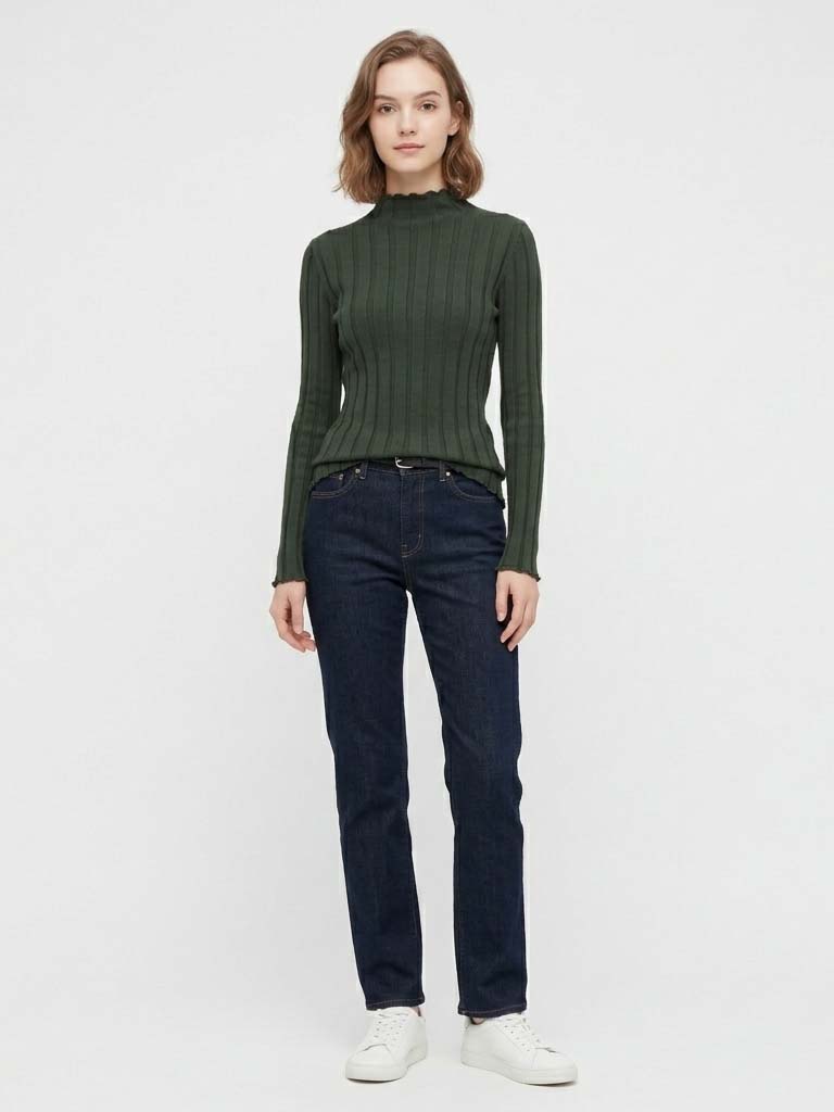 Mock Neck Cotton Sweater Women - Ribbed Knit Sweater 评论和价格