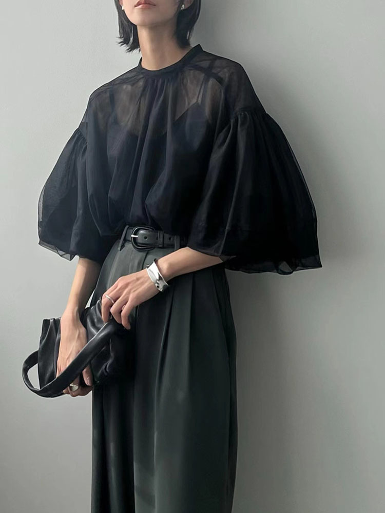 Two piece set for women's retr - Wrap Blouse Chiffon 评论和价格
