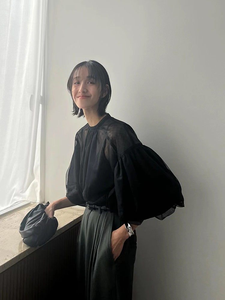 Two piece set for women's retr - Wrap Blouse Chiffon 评论和价格