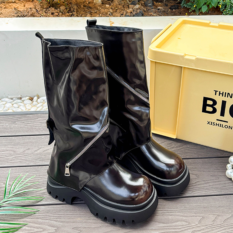 Fashion Platform Leather Shoes - Women'S Fashion Boots 2025 评论和价格