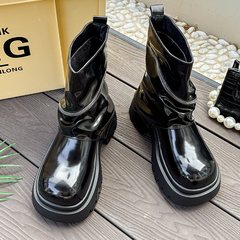 Fashion Platform Leather Shoes - Women'S Fashion Boots 2025 评论和价格