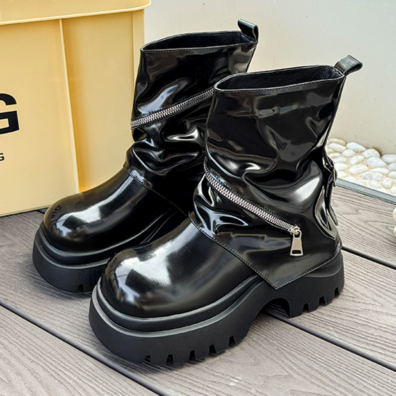 Fashion Platform Leather Shoes - Women'S Fashion Boots 2025 评论和价格