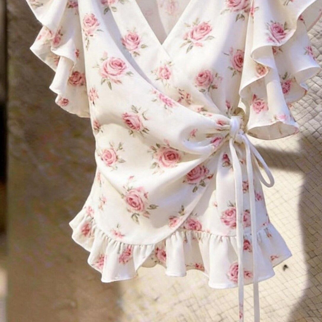 Women V Neck Wrap Chiffon Blou - Wrap Blouse Chiffon 评论和价格
