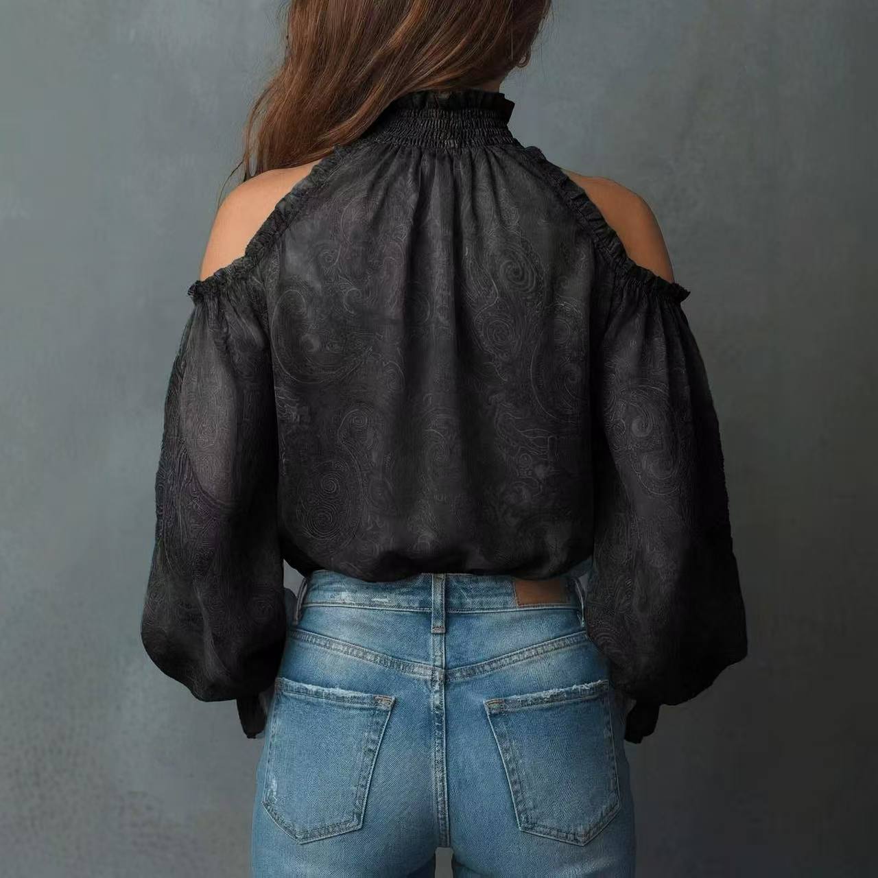 Women's Cold Shoulder Paisley  - Wrap Blouse Chiffon 评论和价格