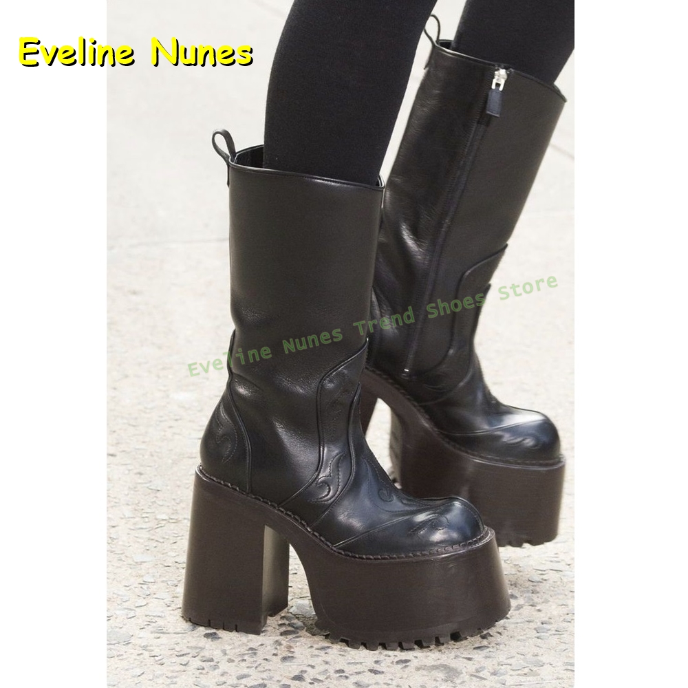 Embroidery Platform Knee High  - Women'S Fashion Knee High Boots 评论和价格