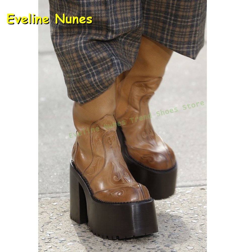 Embroidery Platform Knee High  - Women'S Fashion Knee High Boots 评论和价格
