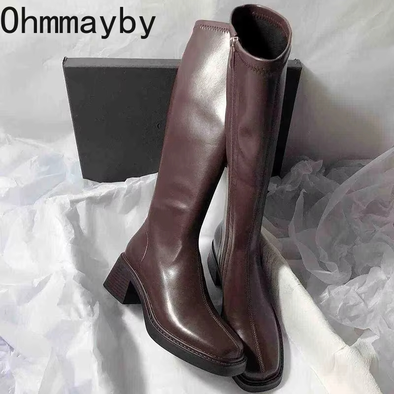 Vintage Thick Heel Women Knee  - Women'S Fashion Knee High Boots 评论和价格
