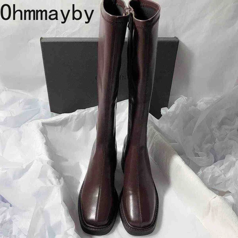 Vintage Thick Heel Women Knee  - Women'S Fashion Knee High Boots 评论和价格
