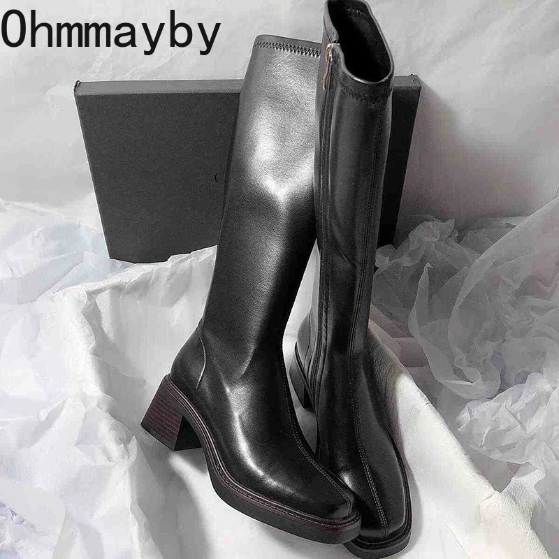 Vintage Thick Heel Women Knee  - Women'S Fashion Knee High Boots 评论和价格