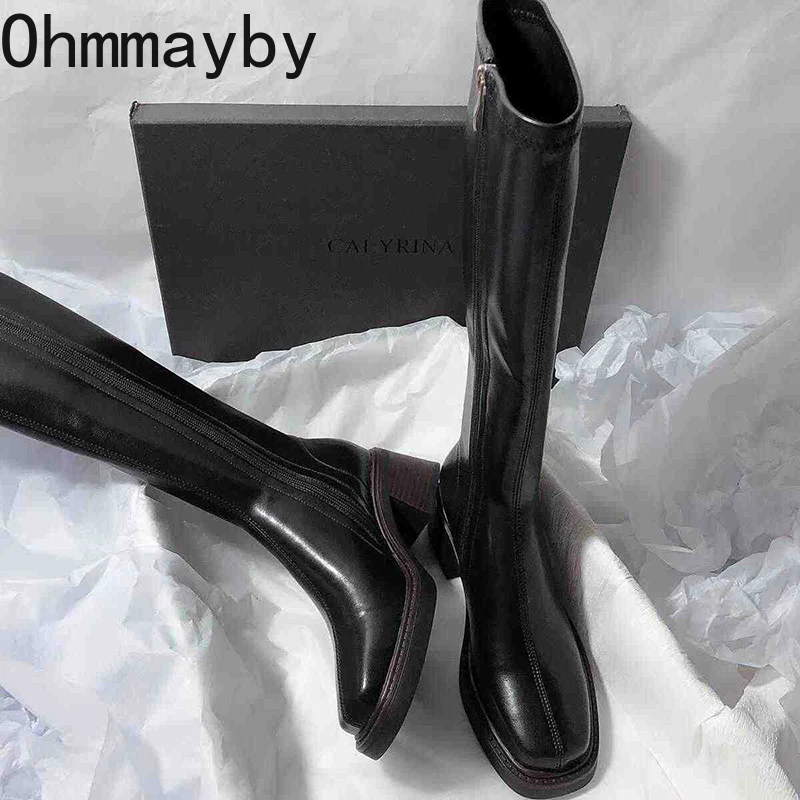 Vintage Thick Heel Women Knee  - Women'S Fashion Knee High Boots 评论和价格