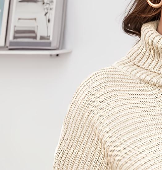 Plus Size Women's Turtleneck S - Ribbed Knit Sweater 评论和价格