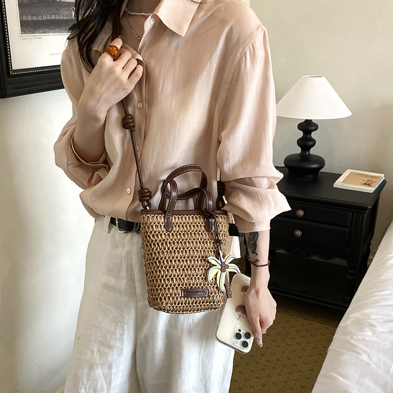 Women Mini Straw Woven Bucket  - Women'S Fashion Trends 2026 Spring Summer 评论和价格