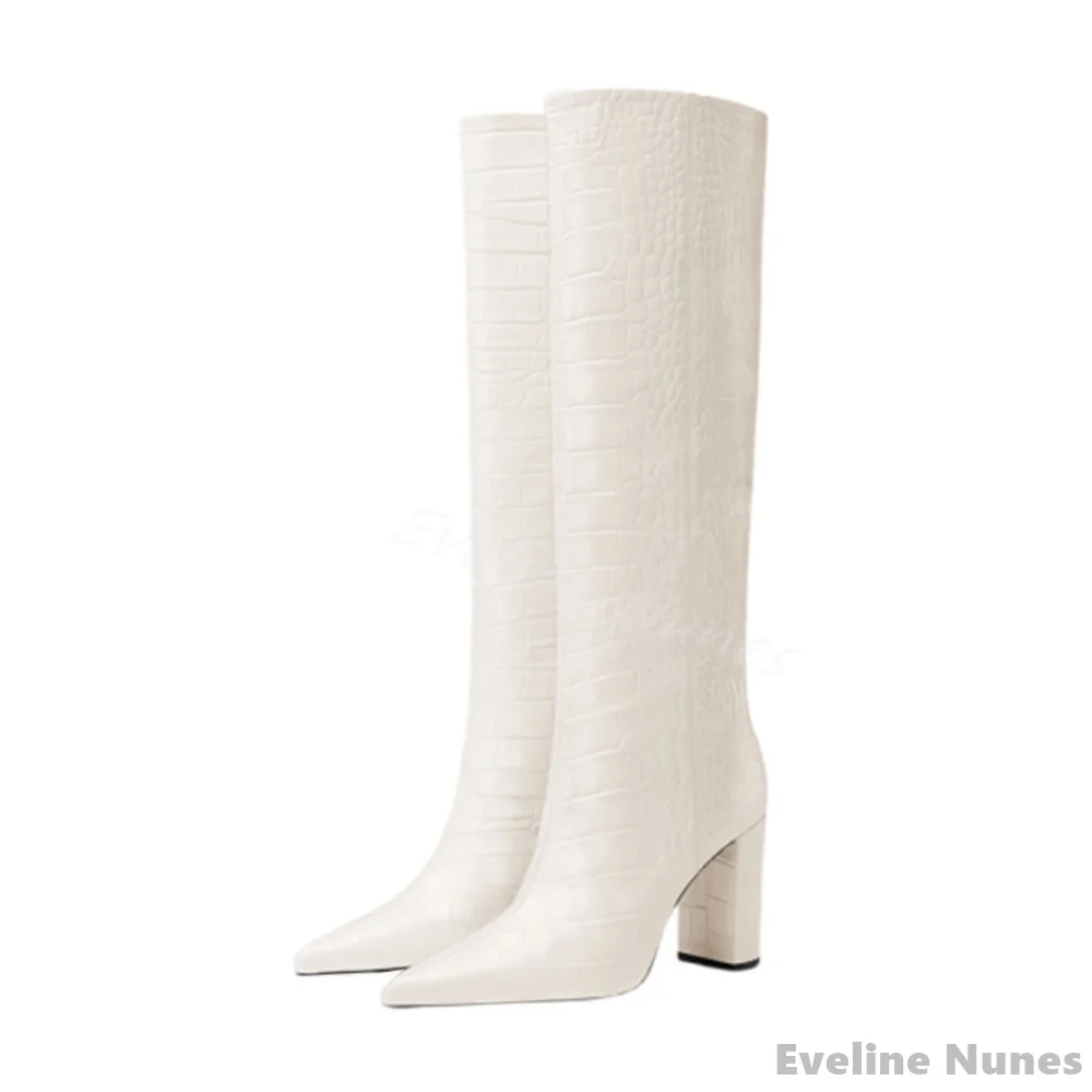 Luxury Crocodile Pattern Boots - Women'S Fashion Knee High Boots 评论和价格