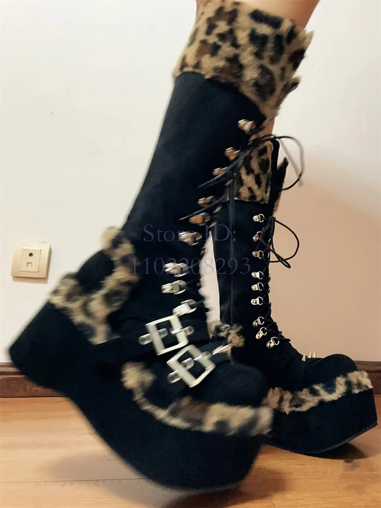 Leopard Fur Knee-high Boots So - Women'S Fashion Boots 2025 评论和价格