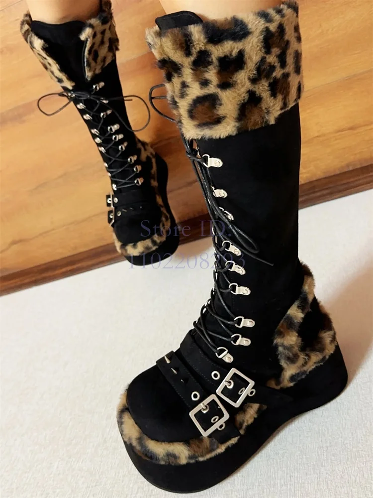 Leopard Fur Knee-high Boots So - Women'S Fashion Boots 2025 评论和价格