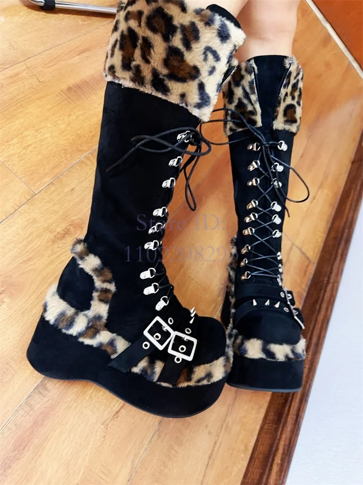 Leopard Fur Knee-high Boots So - Women'S Fashion Boots 2025 评论和价格