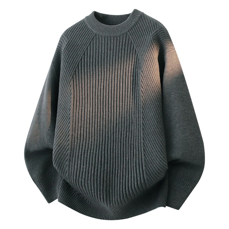 Women Crew Neck Diagonal Rib K - Ribbed Knit Sweater 评论和价格