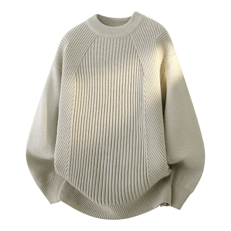 Women Crew Neck Diagonal Rib K - Ribbed Knit Sweater 评论和价格