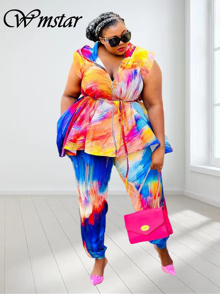 Wmstar Plus Size Women Clothin - Tie Dye Two Piece 评论和价格