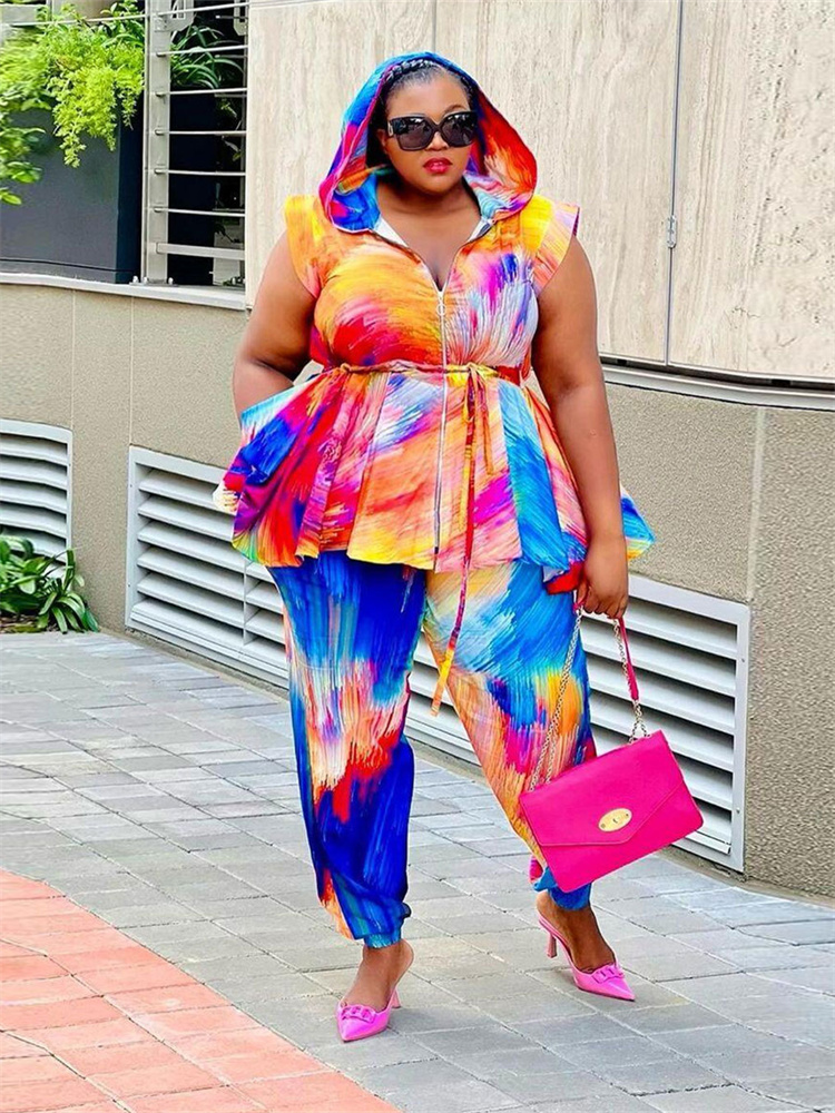 Wmstar Plus Size Women Clothin - Tie Dye Two Piece 评论和价格