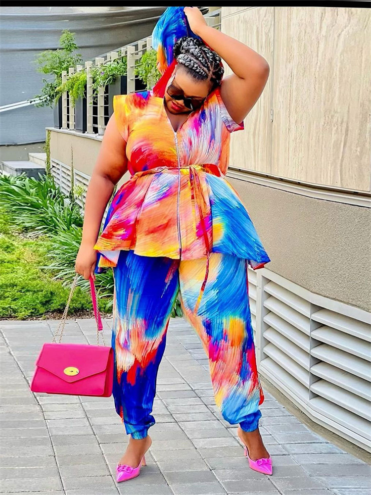 Wmstar Plus Size Women Clothin - Tie Dye Two Piece 评论和价格