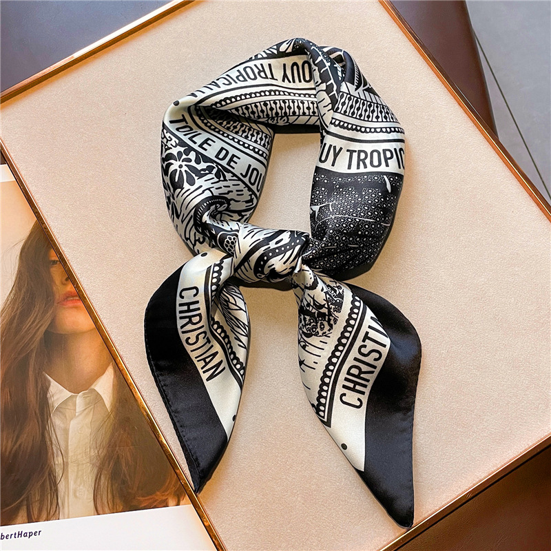 Letter Printing Silk Satin Han - Women Fashion Necktie 评论和价格
