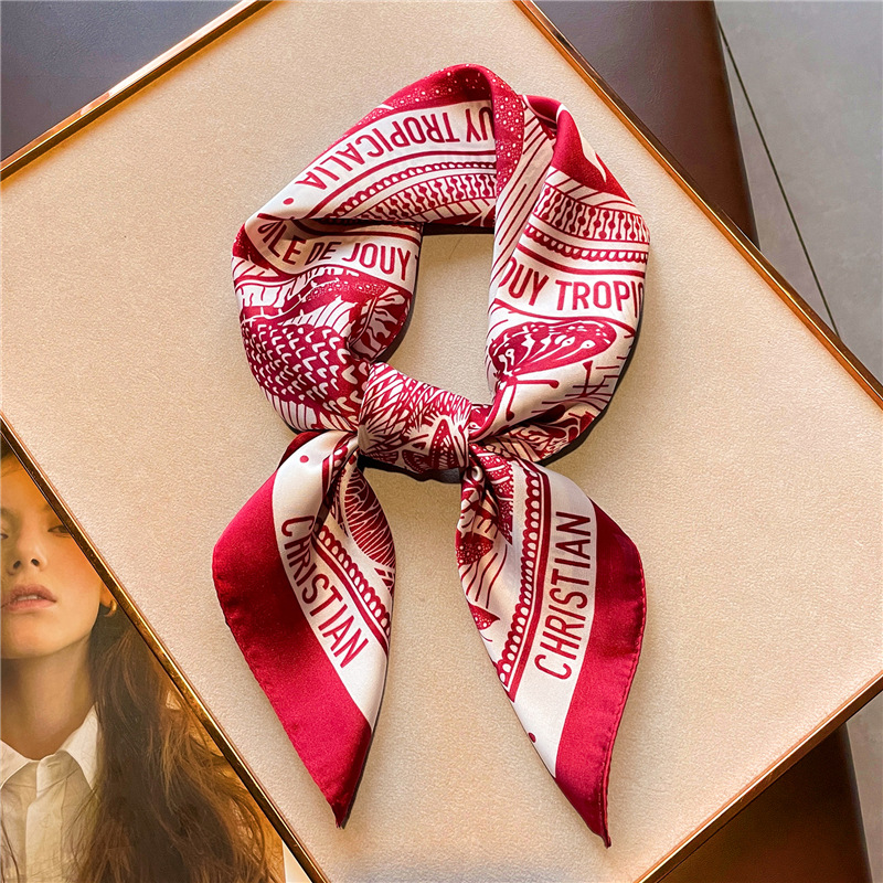 Letter Printing Silk Satin Han - Women Fashion Necktie 评论和价格
