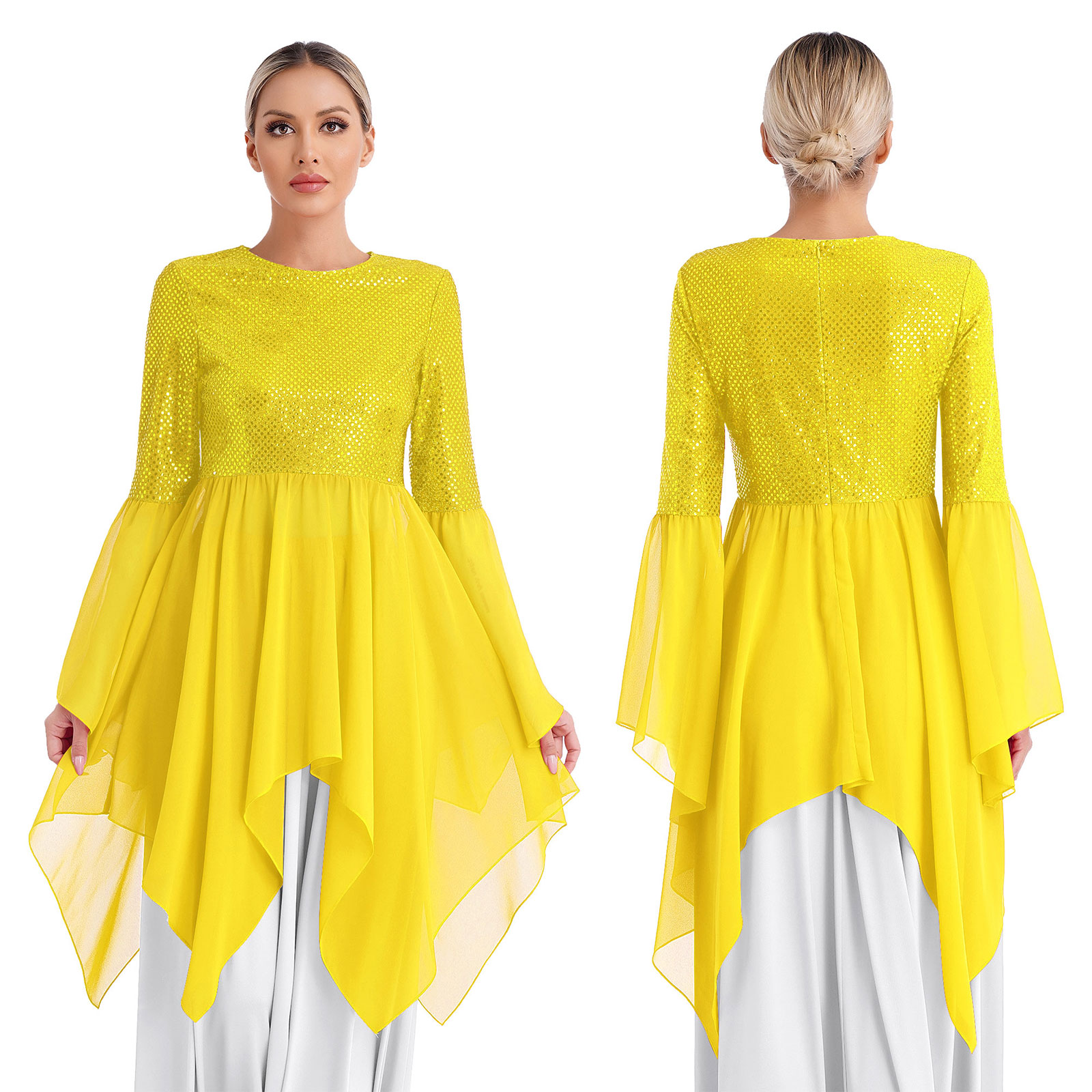 Women Chiffon Liturgical Worsh - Wrap Blouse Chiffon 评论和价格