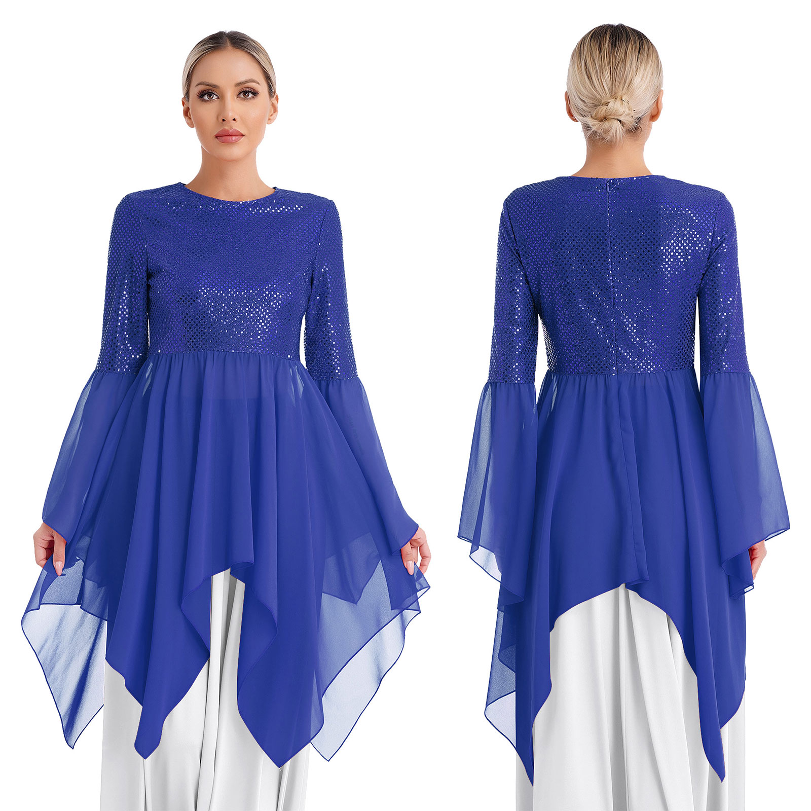 Women Chiffon Liturgical Worsh - Wrap Blouse Chiffon 评论和价格
