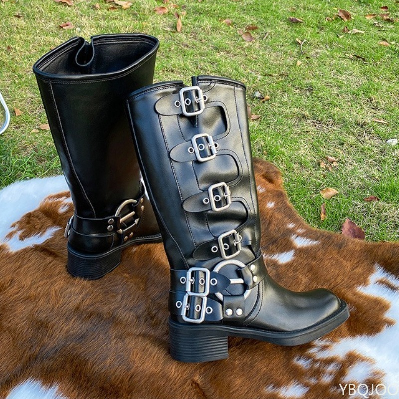 Belt buckle retro high boots n - Women'S Fashion Boots 2025 评论和价格