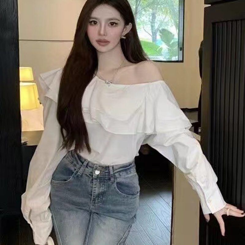 Vintage Ruffled Off Shoulder W - Wrap Blouse Chiffon 评论和价格