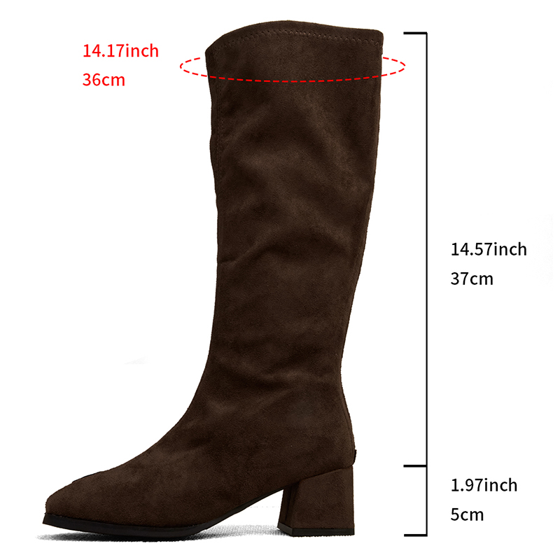 Fashion Black Thick High Heels - Women'S Fashion Knee High Boots 评论和价格