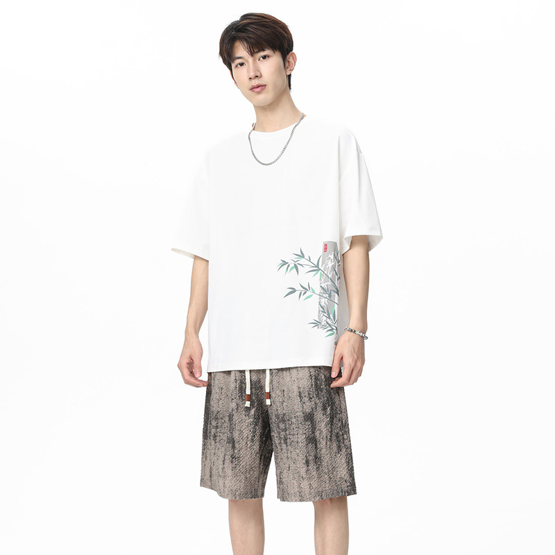 Chinese Style Men Ice Silk Bam - Tie Dye Two Piece 评论和价格