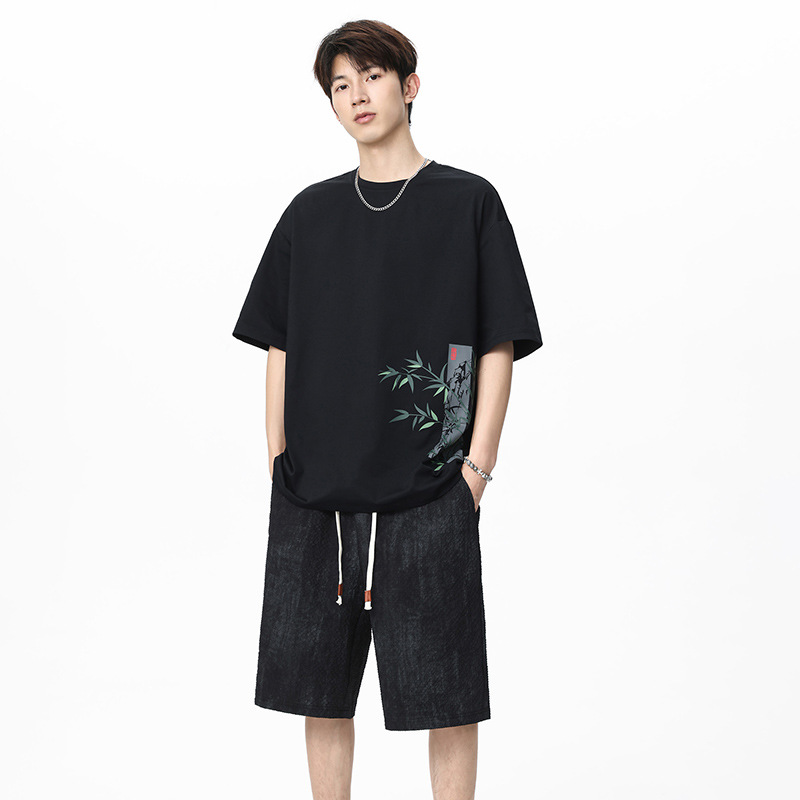 Chinese Style Men Ice Silk Bam - Tie Dye Two Piece 评论和价格