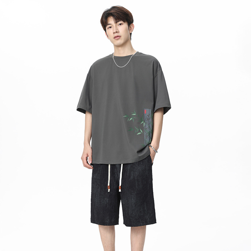 Chinese Style Men Ice Silk Bam - Tie Dye Two Piece 评论和价格