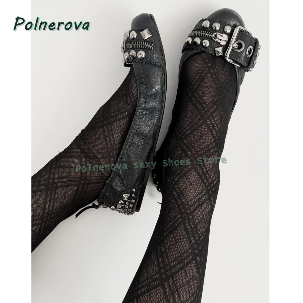 Rivet Belt Buckle Mary Jane Sh - Women'S Fashion Loafers 评论和价格