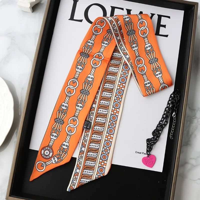 Fashion Skinny Silk Scarf for  - Women Fashion Necktie 评论和价格