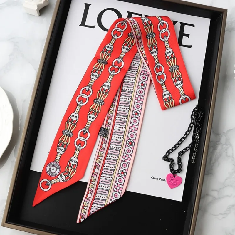 Fashion Skinny Silk Scarf for  - Women Fashion Necktie 评论和价格