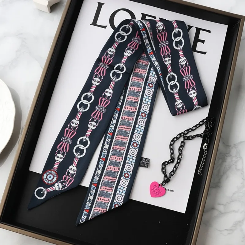 Fashion Skinny Silk Scarf for  - Women Fashion Necktie 评论和价格